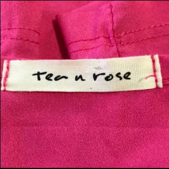 Tea n Rose Neon Pink Black Fringe Retro Top S - Picture 6 of 6